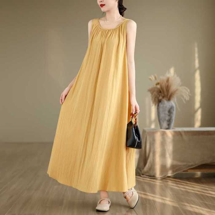 Relaxed and comfortable lazy girl skirt - minimalist sleeveless ultra-long dress DLZQ20680