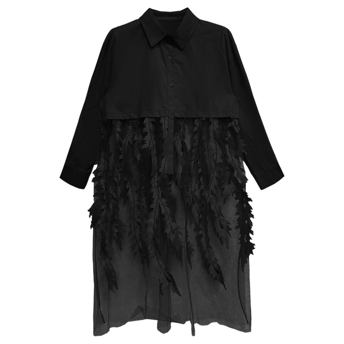 Newly designed patchwork lace net shawl-style cardigan, loose-fitting and exuding a unique and elegant charm, long dress  DLZCS580