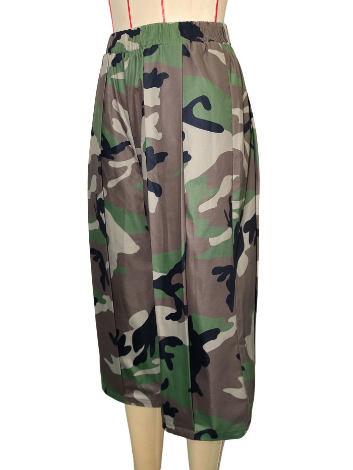 Summer stretch waist pleated slim-fit casual camouflage work pants in a three-quarter length  DLZMC1809