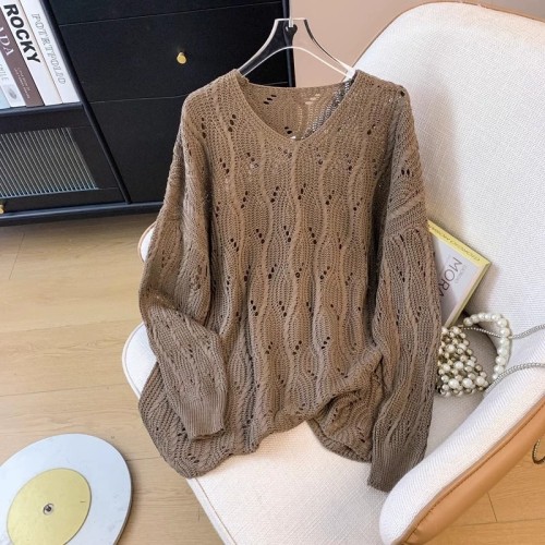 Loose and openwork women's fashionable knit sweater  DLZMY2605