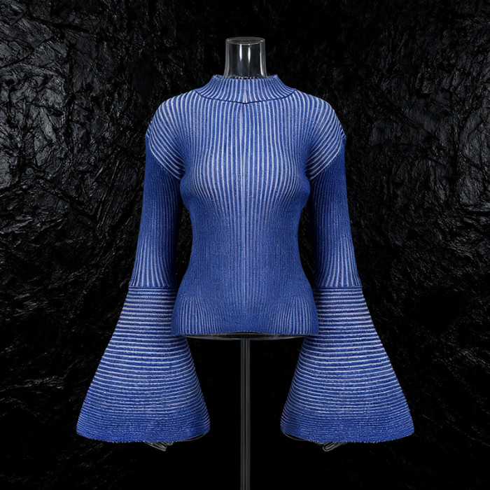 New round-neck striped design-style oversized sleeve close-fitting top  DLZSY26512