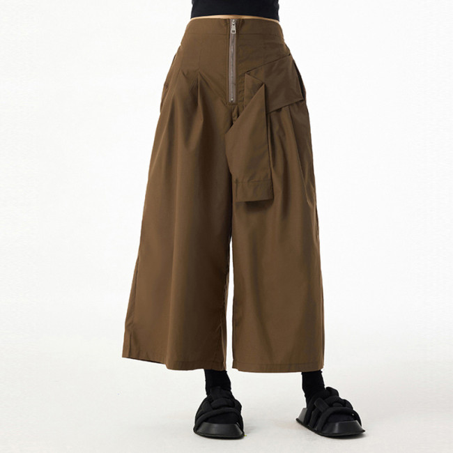Zipper design, loose and slim-fitting nine-inch casual pants  DLZKZ5150