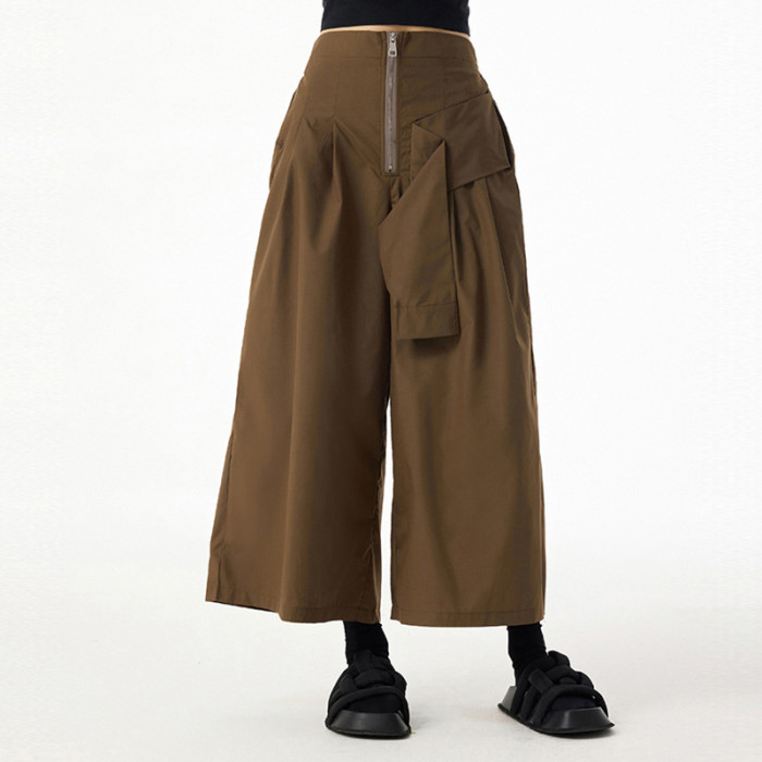 Zipper design, loose and slim-fitting nine-inch casual pants  DLZKZ5150