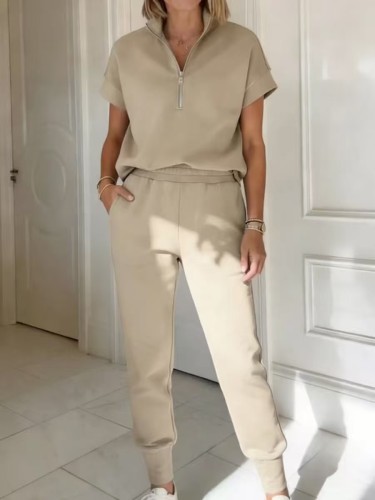 New style button-down zipper sports outfit set of two pieces  DLZTZ5150