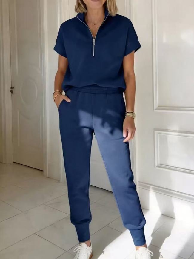 New style button-down zipper sports outfit set of two pieces  DLZTZ5150