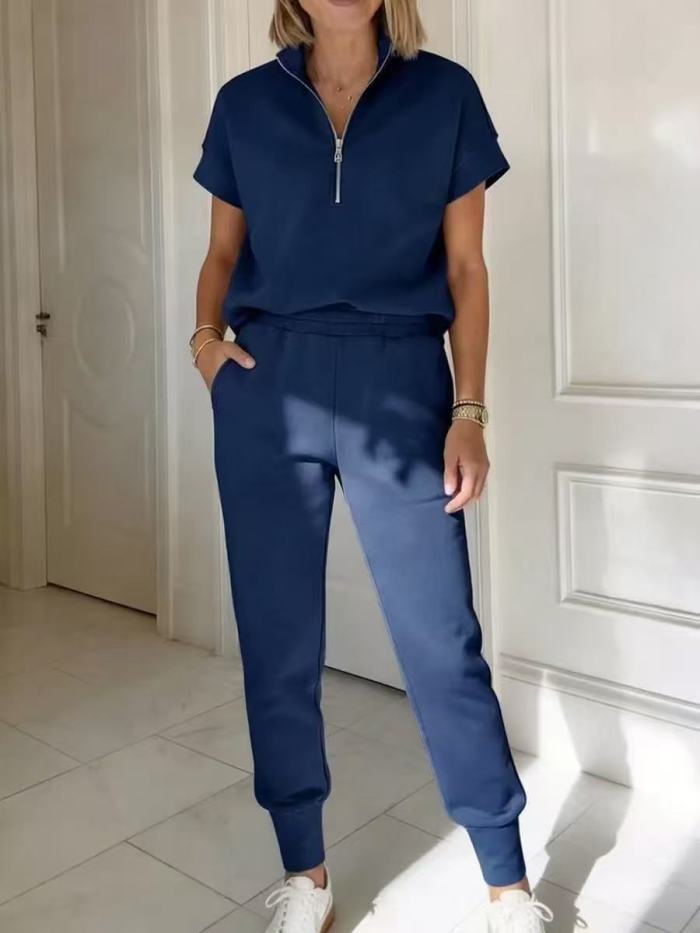 New style button-down zipper sports outfit set of two pieces  DLZTZ5150