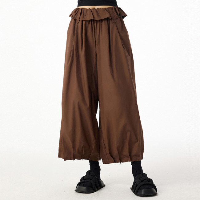 High-waisted, frilled design, comfortable and loose fit, casual pants  DLZKZ05