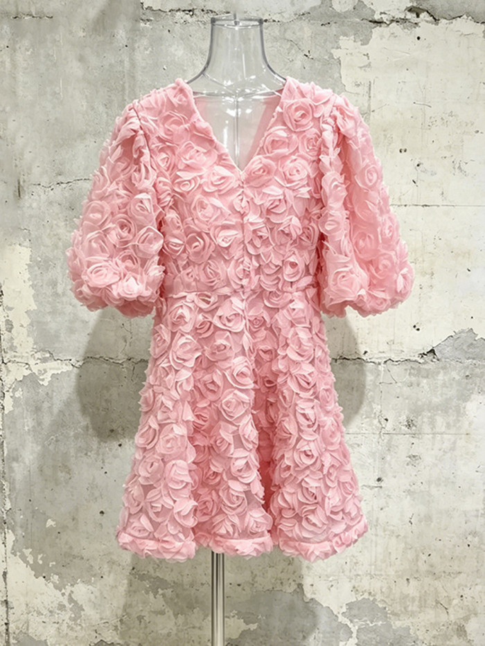 New V-neck bubble mid-length A-line short skirt  DLZLYQ05