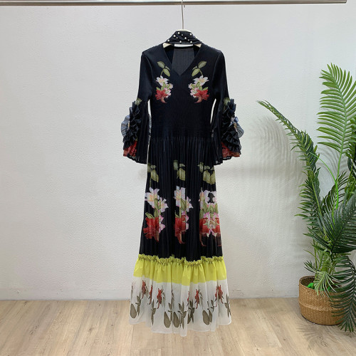 Ruffled printed dress  DLZQ261714