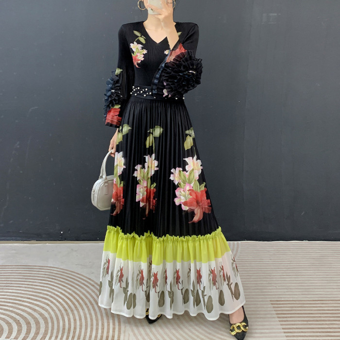 Ruffled printed dress  DLZQ261714