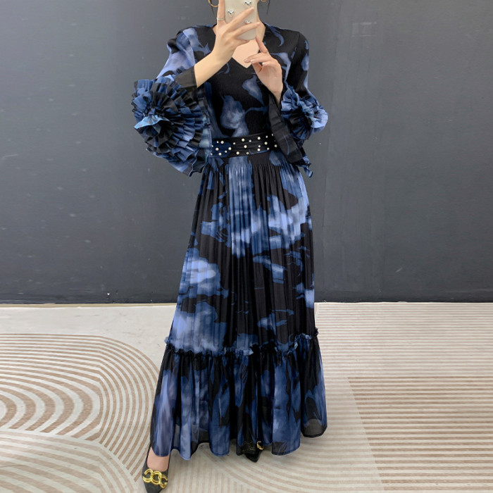 New pleated printed dress  DLZhq5205