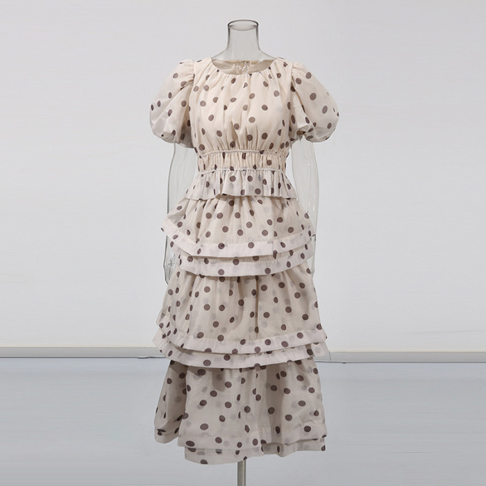 New season women's clothing: round-neck top and high-waisted full-length skirt set