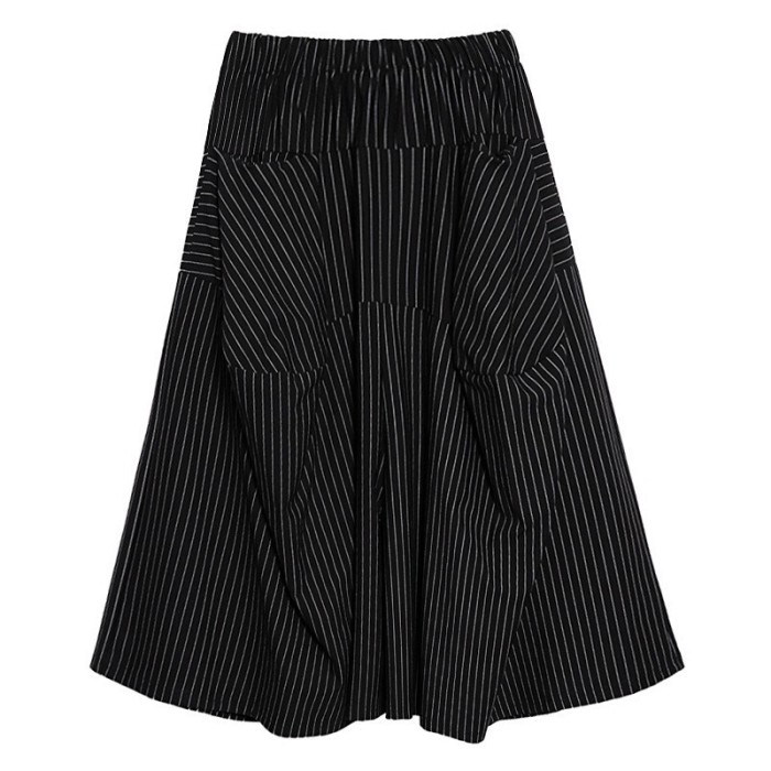 High Elastic Waist Black Striped Long Wide Leg Casual Pants New Trousers Women Fashion Tide Spring Autumn  DLZBQ265201