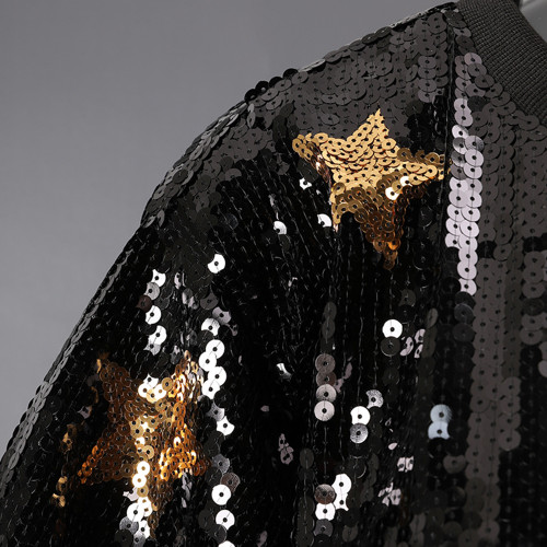 In stock. Heavy-duty sequin T-shirt for women. New summer style. Three-dimensional five-pointed star. Loose top.  WQ2241801