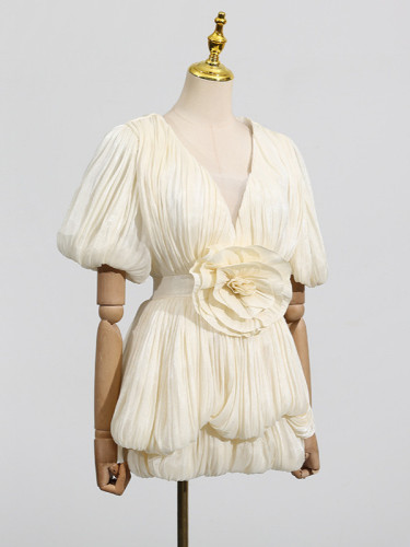 New style beachwear-style floral ruffled patchwork design floaty dress DLZQ52212