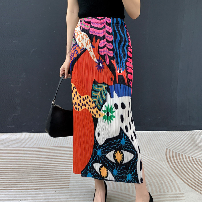 Ruffled new summer lightweight versatile slimming A-line high-waisted full-length skirt  DLZbsq006