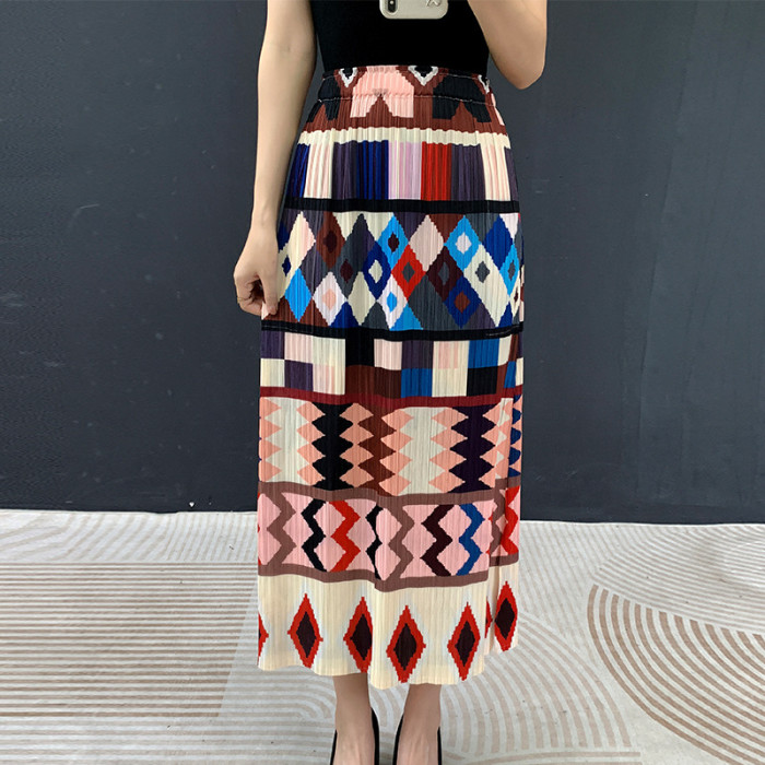 Ruffled new summer lightweight versatile slimming A-line high-waisted full-length skirt  DLZbsq006