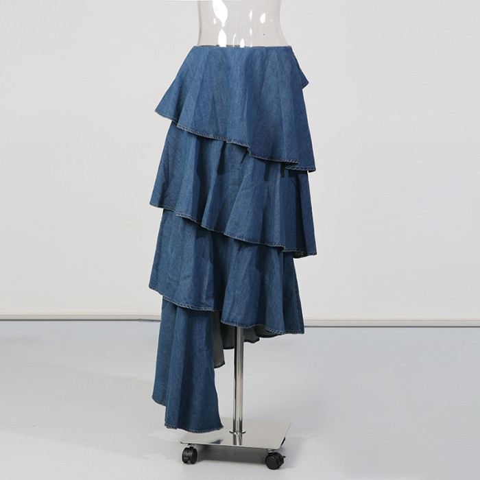Jeans layered long skirt midi skirt  DLZbsq52605