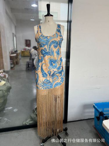 Draped frill-printed dress DLZdd52708