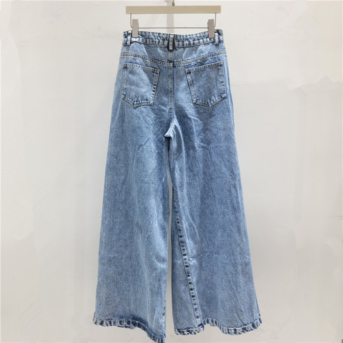 American-style retro deconstructed style frilled denim wide-leg pants DLZnzk52805