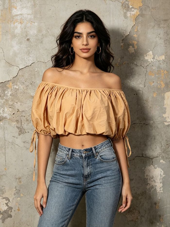 New one-shoulder bubble mid-length petal-shaped blouse  DLZgx52804