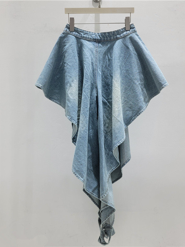 Irregular-shaped trendy, niche design, high-waisted, slimming, retro denim pants DLZnzk26005