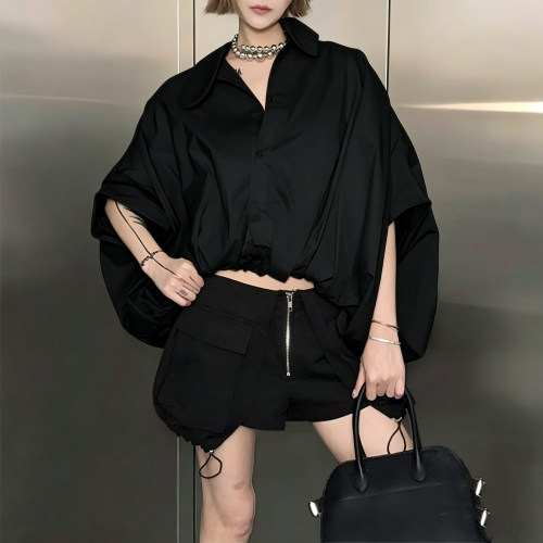 New design irregular collar, batwing sleeve loose shirt DLZ9860