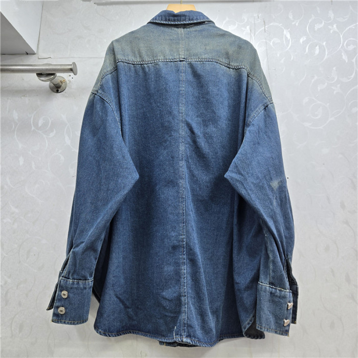 Long-sleeved button-down denim shirt jacket  DLZnzwt52805