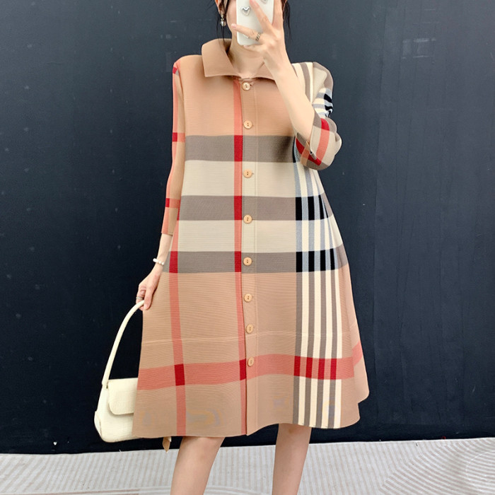 Plaid pleated cardigan DLZks5300