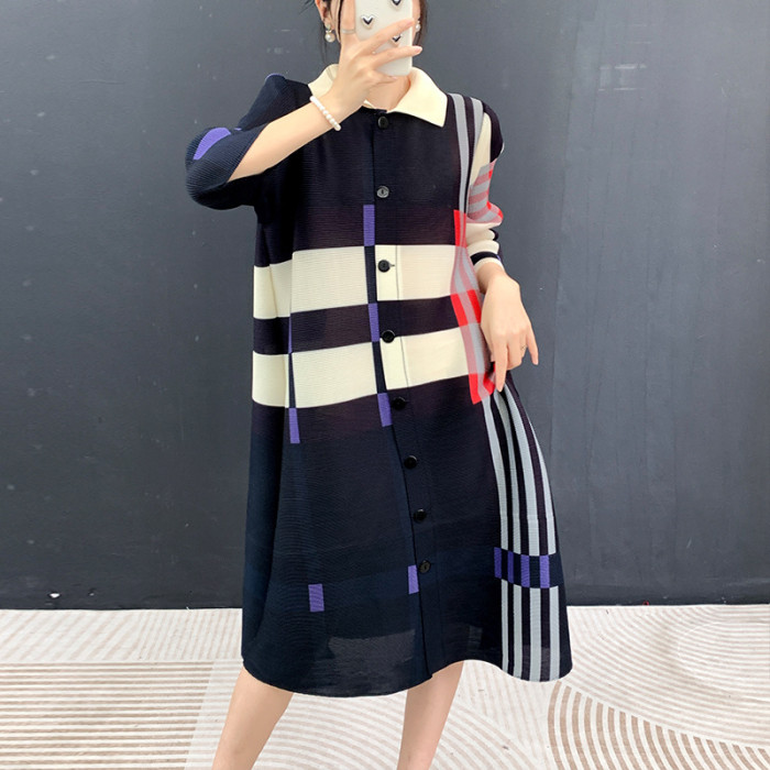 Plaid pleated cardigan DLZks5300