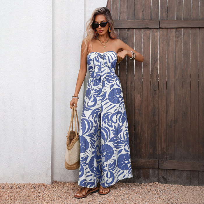 Strapless printed high-waisted one-piece pants  DLZgx5300