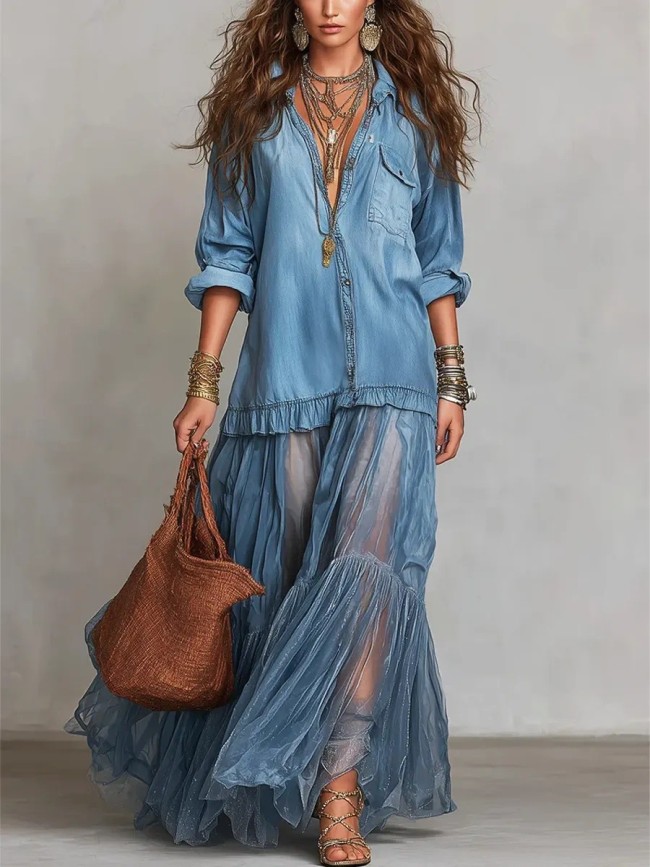 New long dress with casual pocket and skirt style  DLZ266020