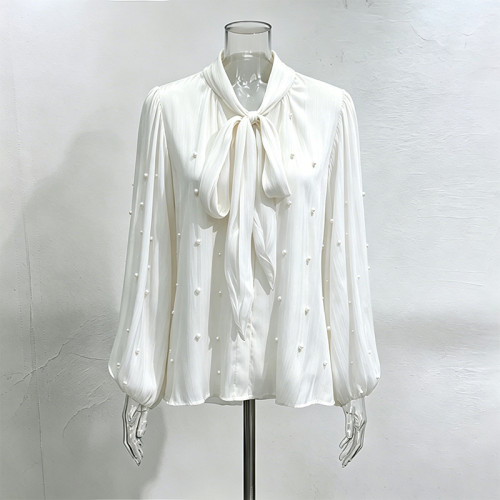 New style bow-tie fringed cape sleeve sequined blouse  DLZsy1740