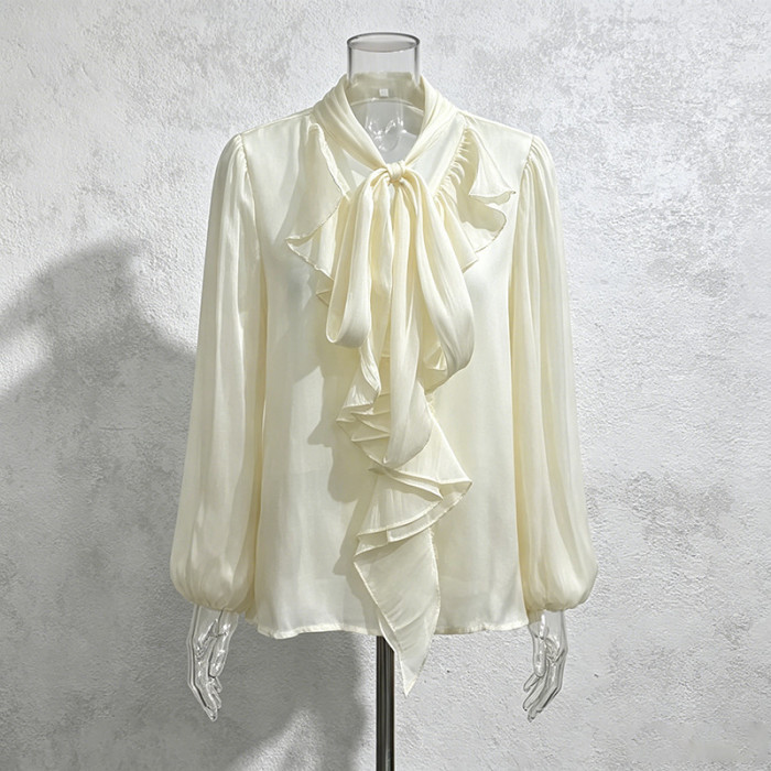 New double-layer ruffled collar lantern sleeve straight-fit loose top  DLZyy52