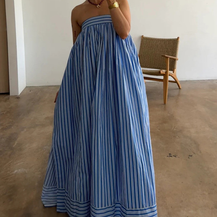 Striped plunging dress  DLZgx0605