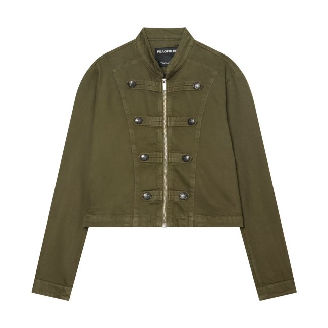 Versatile stand-up collar zip-up denim jacket  DLZlwt60306