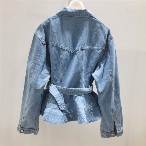 Strap-wrapped waist-hugging denim jacket  DLZwt9005