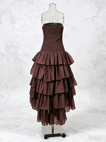 Dark brown new style sleeveless sexy plunging high-waisted dress DLZqz6016