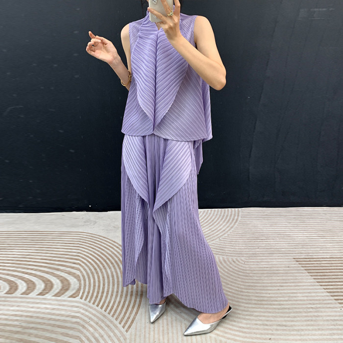 Ruffled cardigan + wide-leg pants set  DLZtz14250
