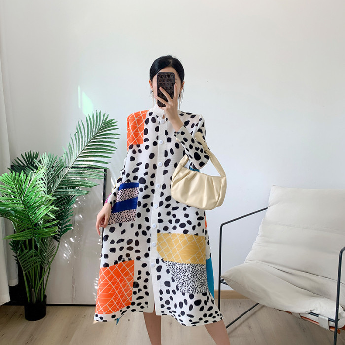Ruffled polka dot loose coat  DLZwtks350