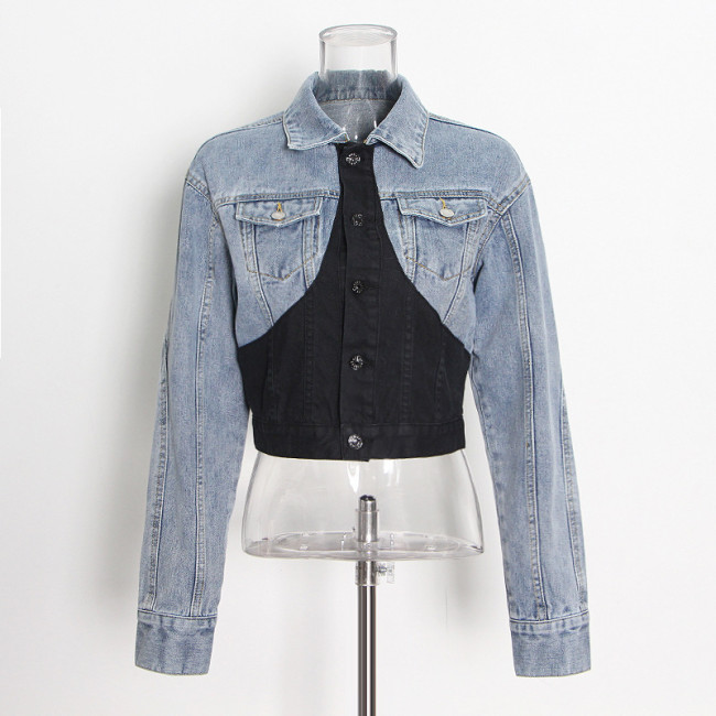 New trendy fitted short-sleeved patchwork versatile jacket DLZnz26905