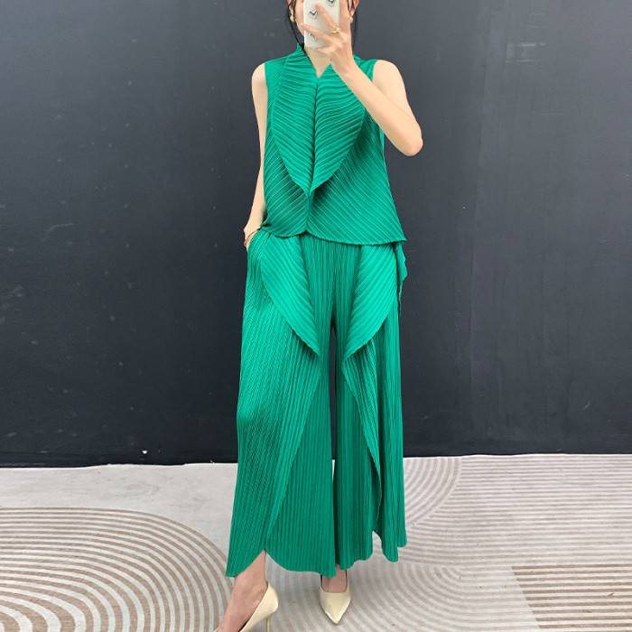 Ruffled cardigan + wide-leg pants set  DLZtz14250