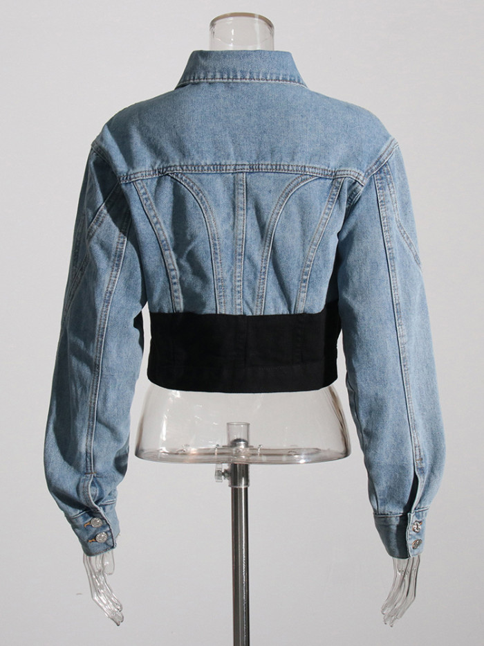 New trendy fitted short-sleeved patchwork versatile jacket DLZnz26905
