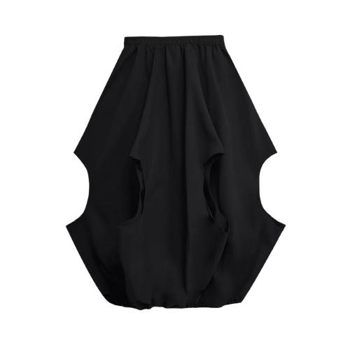High Elastic Waist Black Hollow Out Shaped Bud A-line Half-body Skirt Women Fashion Tide New Spring Autumn DLZbsq6501