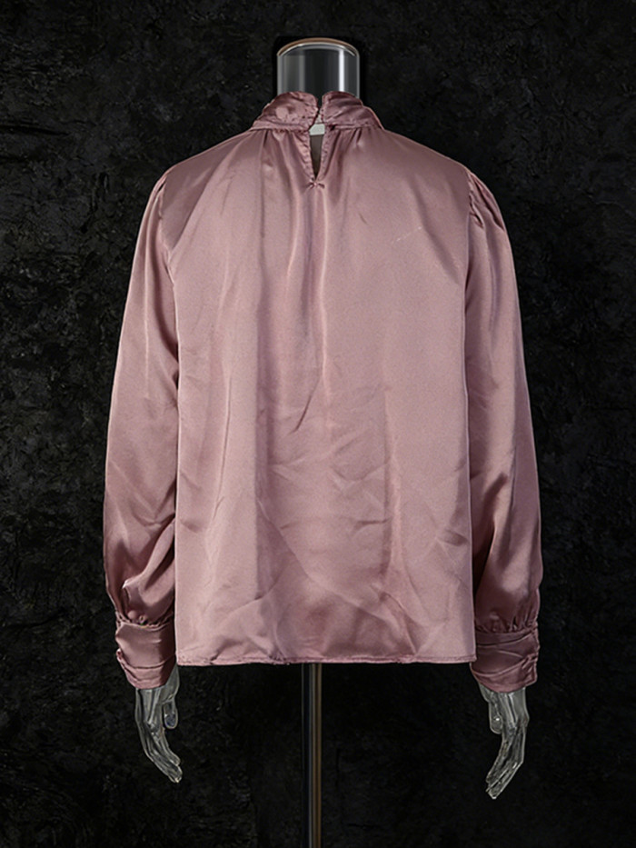 New style button-down shirt with bowknot decoration and pleated cuffs, in a loose fit.  DLZcs60514