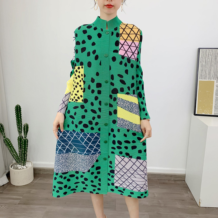 Ruffled polka dot loose coat  DLZwtks350