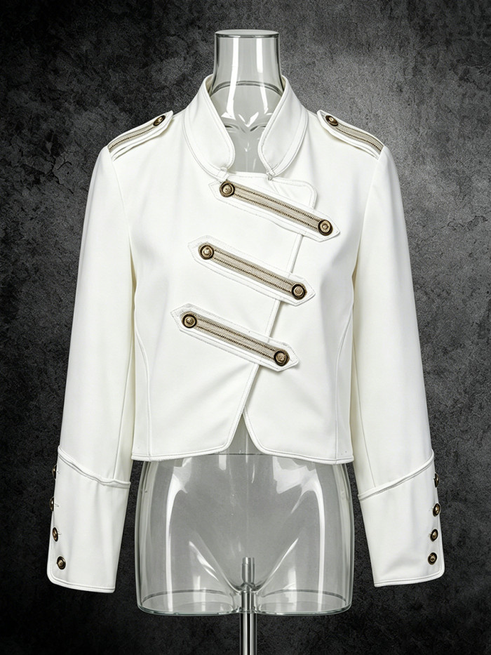 New style stand-up collar, interlocking button design - a slim short coat with a stylish appearance  DLZjk06100