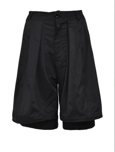  High Waist Black Pleated Shaped Knee Length Pants New Loose Fit Trousers Women Fashion Tide Spring Summer  1DF9708