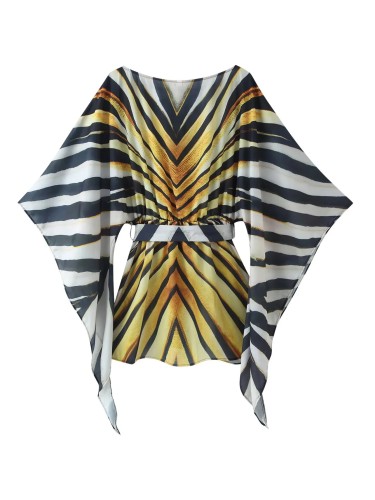 New season one-shoulder batwing sleeve fashion striped short skirt DLZlyq6109