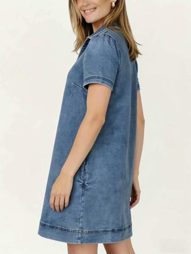New short-sleeved denim dress DLZnzq61105